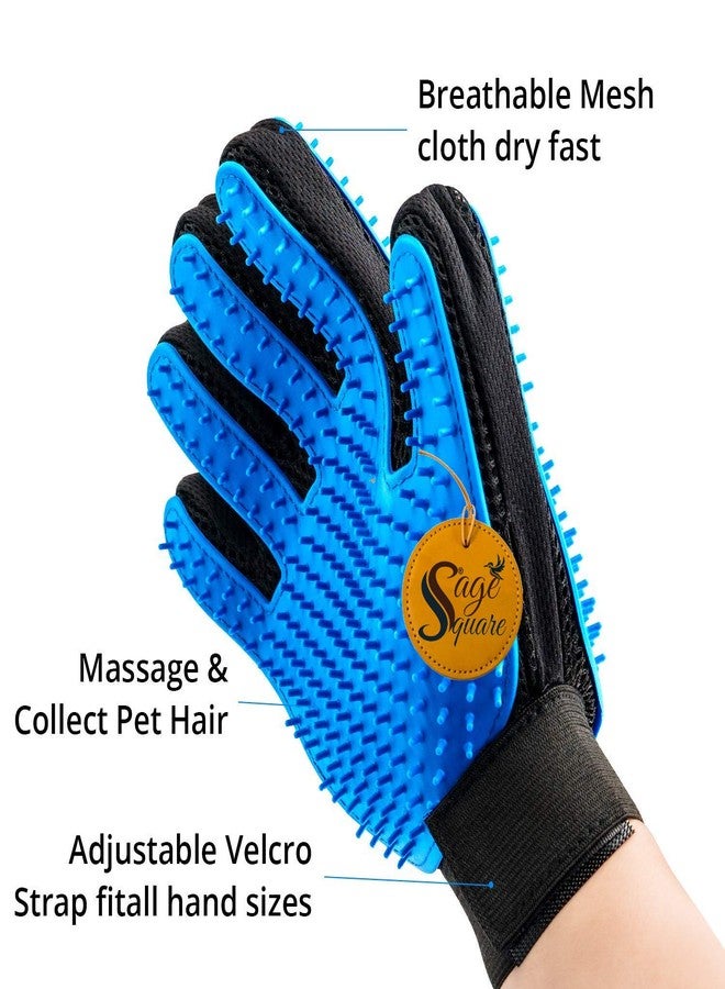 Sage Square Comfortable Double Side Bristle Pet Hair Remover Enhanced 5 Finger Design Gentle Deshedding Brush Gloves for Dog and Cat with Long and Short Fur (Multicolour) - Image 4